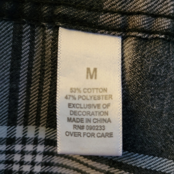 Nollie womens long sleeve flannel shirt, gray/wh checkers sz M flat buttons - Picture 4 of 4